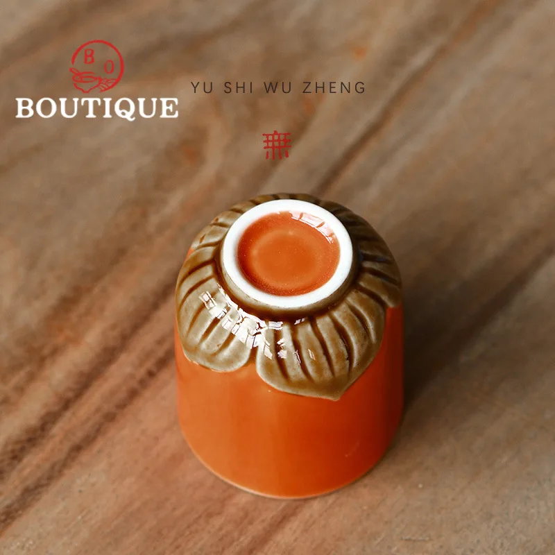 60ml Creative Persimmon Lotus Throne Teacup Sample Tea Cup Personal Master Cups Japanese Sake Cup Tableware Supplies Craft