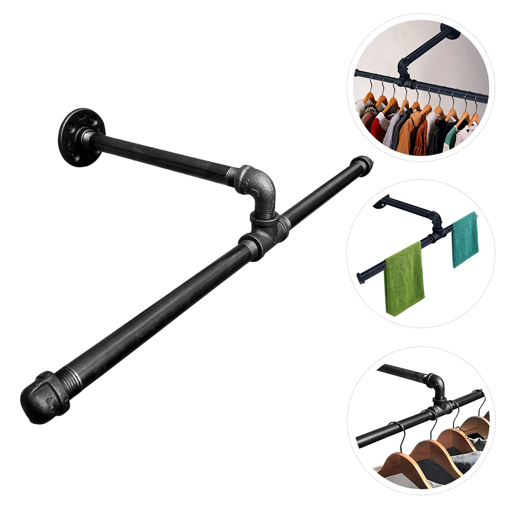 

Industrial Pipe Clothes Rack Wall Mounted Garment Rack Clothes Hanging Rod Bar Laundry Storage Organizer Display Rack Holder