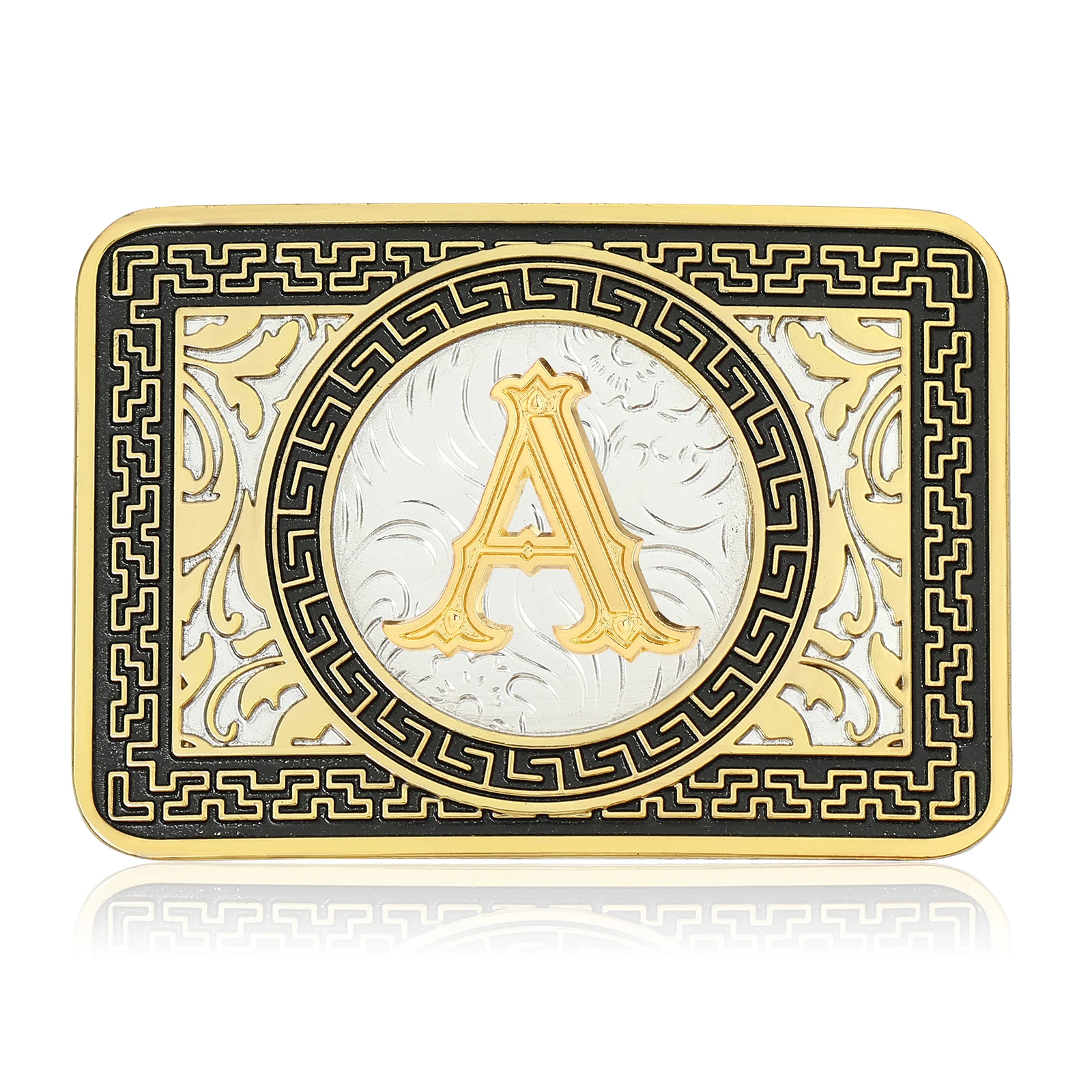 

Alphabet 26 Letters Belt Buckle Silver Golden Black Rectangle Luxury Carved Embossed Retro Personality Vintage Belt Buckles