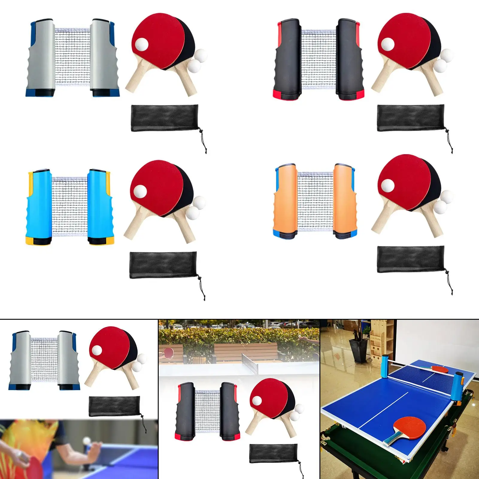 Table Tennis Paddles Set with Portable Net table tennis equipment table tennis set for Home and Travel
