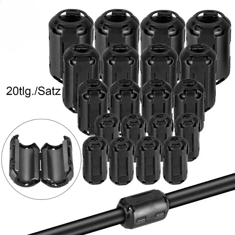 Filters Suppressors Ferrite Core Ring Clamp Kit Anti-Jamming Toroidal Clip-on Clamp for 3.5~13mm Cable Power Cord 20pcs cable clip,cable clamp,cable filter,cable noise suppressor