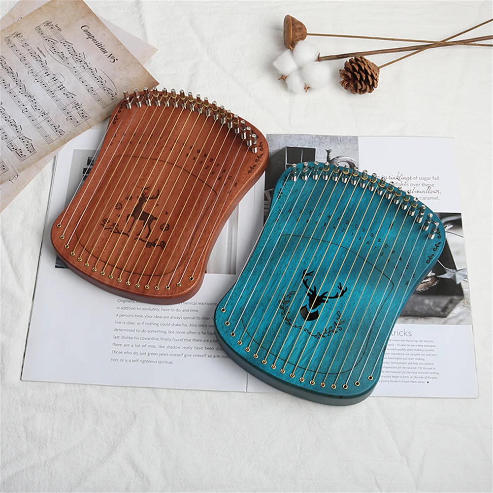 17 Metal Strings Harpika Mini Lyre Harp Mahogany Plate Keyboard Finger Piano With Tuning Wrench Spare Strings harp musical instrument