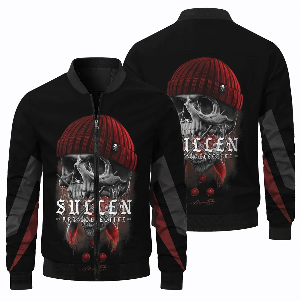 thumbnail image 5 of Chaqueta de invierno para hombre, ropa de abrigo, estampado de calavera en llamas en 3D, chaqueta para hombre, cortavientos, camisetas deportivas para exteriores, ropa informal para hombre, 5 of 5