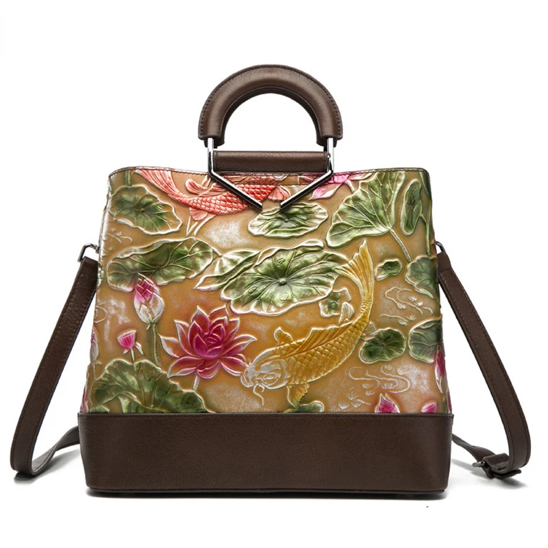 

Lady Luxury Designer Handbags High Quality 2024 Spring Embossed Flower Cowhide Tote Bags for Women Genuine Leather Shoulder Bag