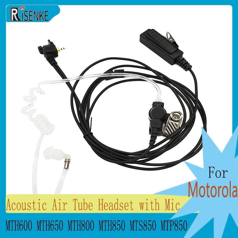 RISENKE-MTP850 Earpiece for Motorola, MTH600, MTH650, MTH800, MTH850, Radio Walkie Talkie, Acoustic Air Tube Headset with Mic