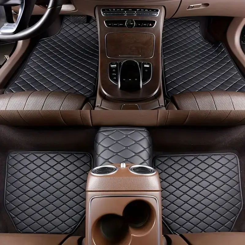 Leather Car Floor Mats Universal PVC Waterproof Car Carpet Cushion 5PCS/Set