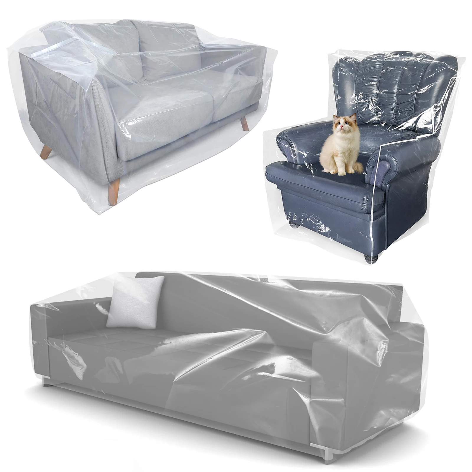 Waterproof PE Sofa Cover Transparent Dustproof Furniture Protector