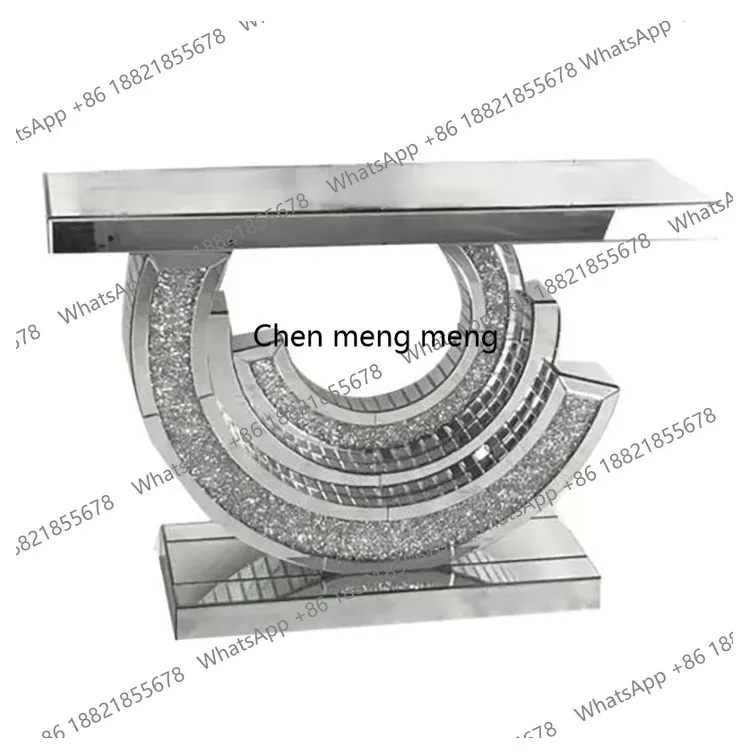 Table de Console en cristal concassé et diamant, ensemble de Table avec miroir, meubles d'hôtel modernes, photo, 1 ensemble, vente en gros