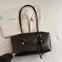 Trend PU Leather Work Shoulder Bag Large Capacity Simple Female Crossbody Bag Solid Color Commuting Bag Women Female