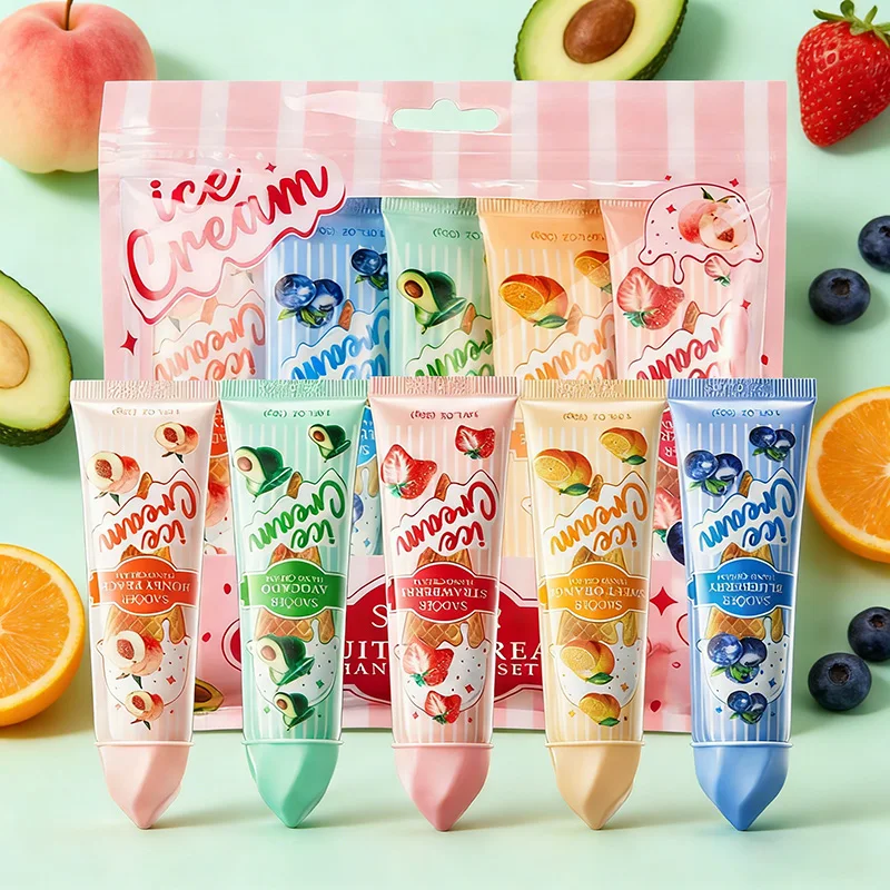 Fruit Ice Cream Hand Cream 5pcs/set Moisturizing Nourishing Brightening Hydrating Hand Creams Hands Skin Care Products