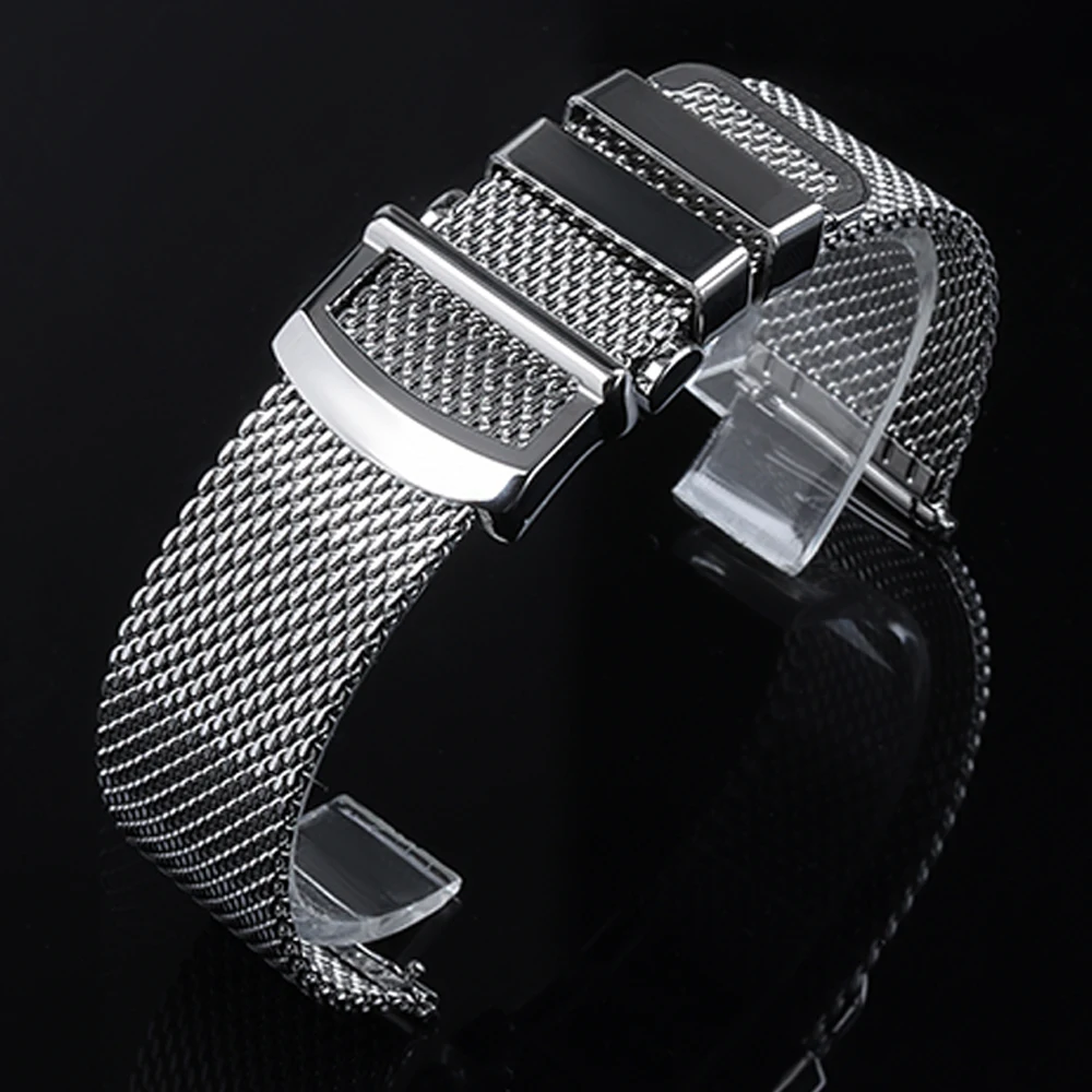 Elegant Milanese Mesh Watch Strap with Folding Buckle