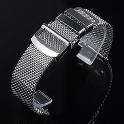 Elegant Milanese Mesh Watch Strap with Folding Buckle - 22mm (Silver)