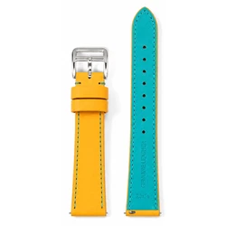 Premium Genuine Leather Quick Release Watch Strap - Oil Wax Finish Bracelet Band Accessories - 22mm (Yellow lake blue)