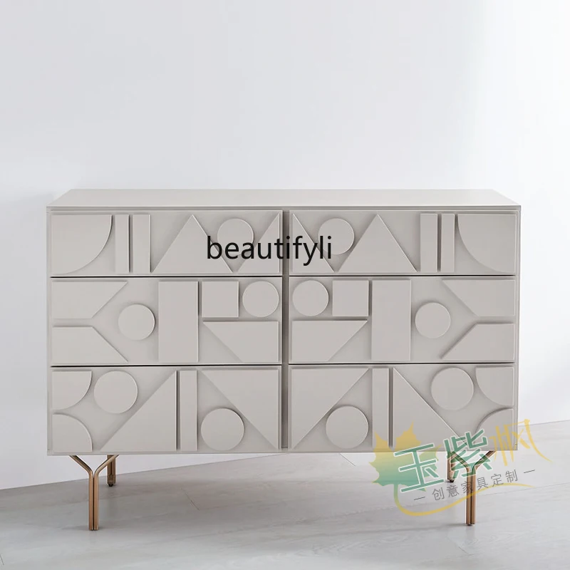 yj Geometric Shape Chest Of Six Drawers Paint Sideboard Cabinet Multi-Function Locker Storage Cabinet