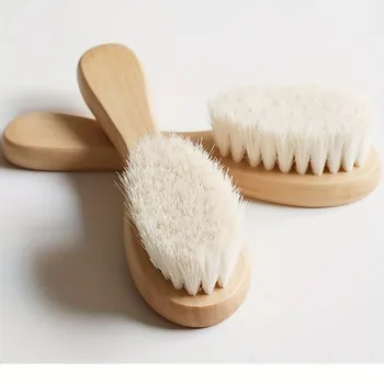 1 PC Universal Care Pure Natural Wool Wood Brush Comb, Newborn Hair Comb, Male and Female Head Massage Comb