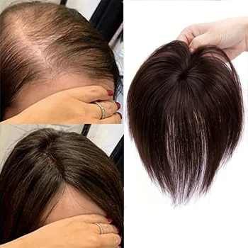 Topper per capelli sintetici con frangia, invisibile, 3D, toupet, chiusure per capelli per uomo e donna