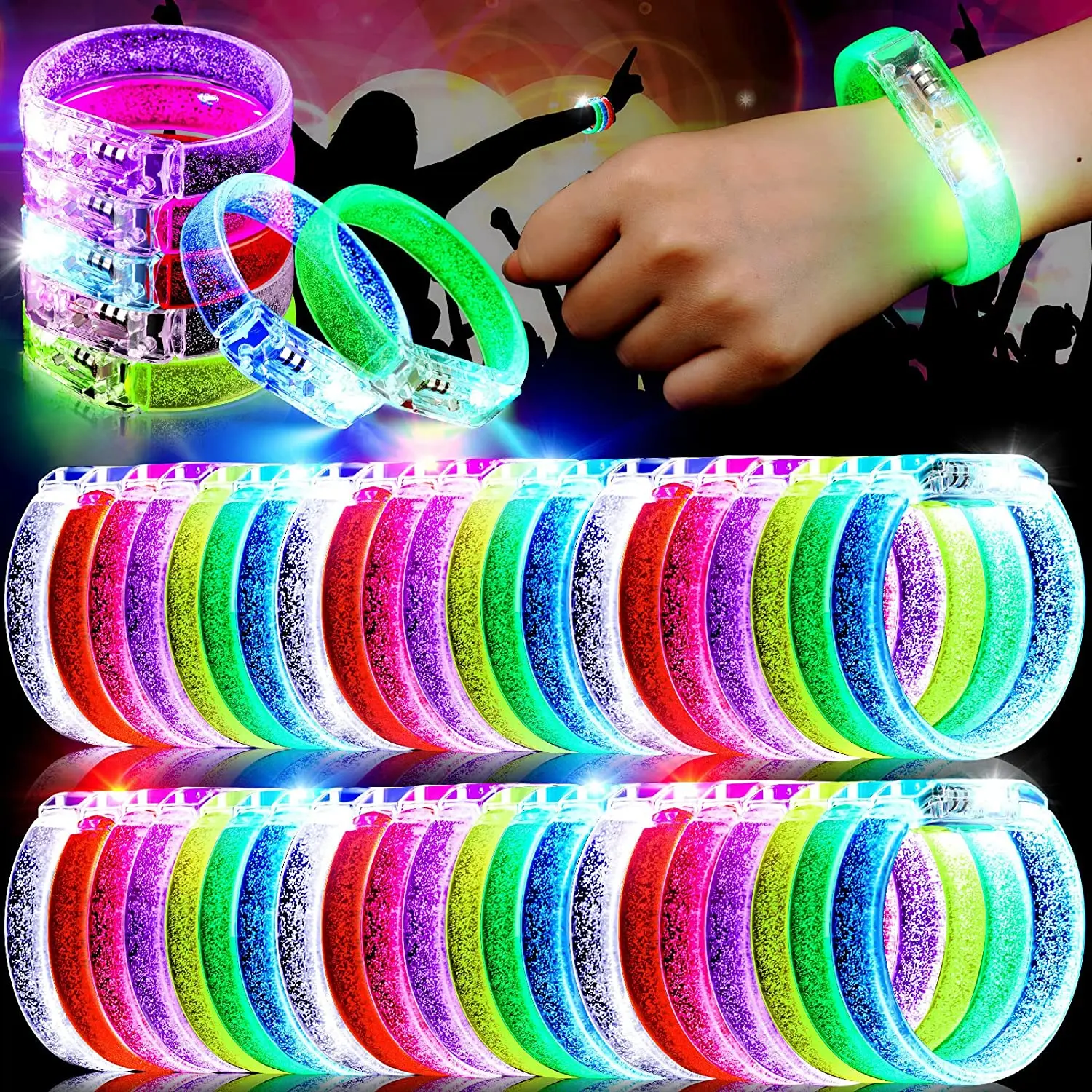 Bracciali a LED tifo puntelli luminosi bastoncini luminosi bracciali  bracciali luminosi festa lampeggiante compleanno matrimonio Glow In The  Dark - AliExpress