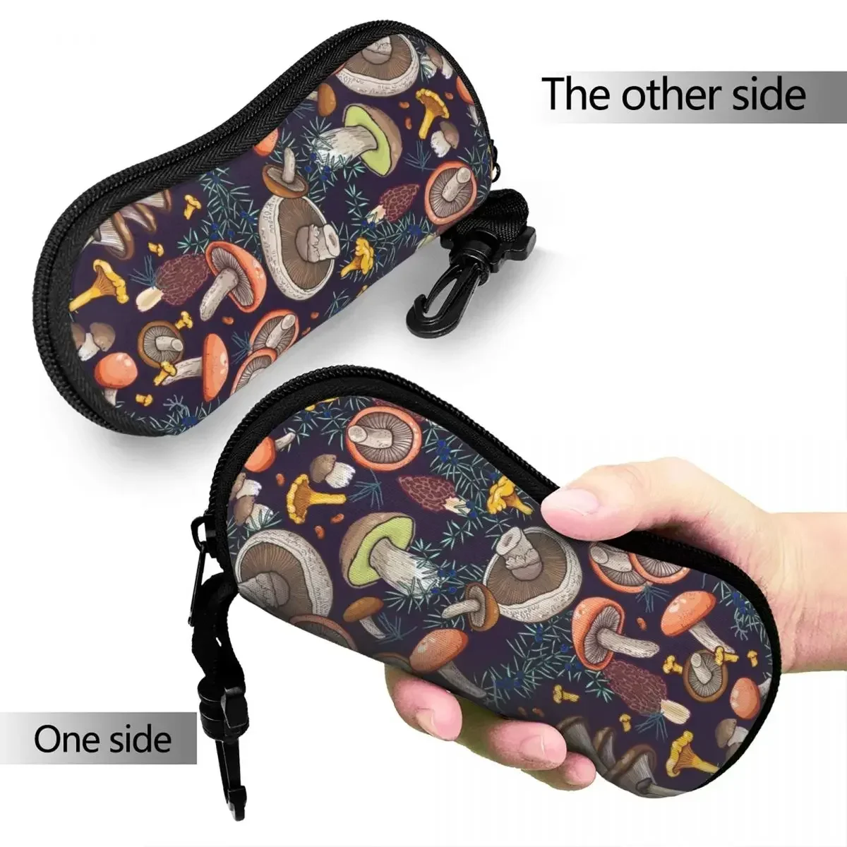 Dark Dream Forest Vertical Glasses Case Mushroom Print Daily Zip Sunglasses Pouch Classic Male Female Eyewear Box