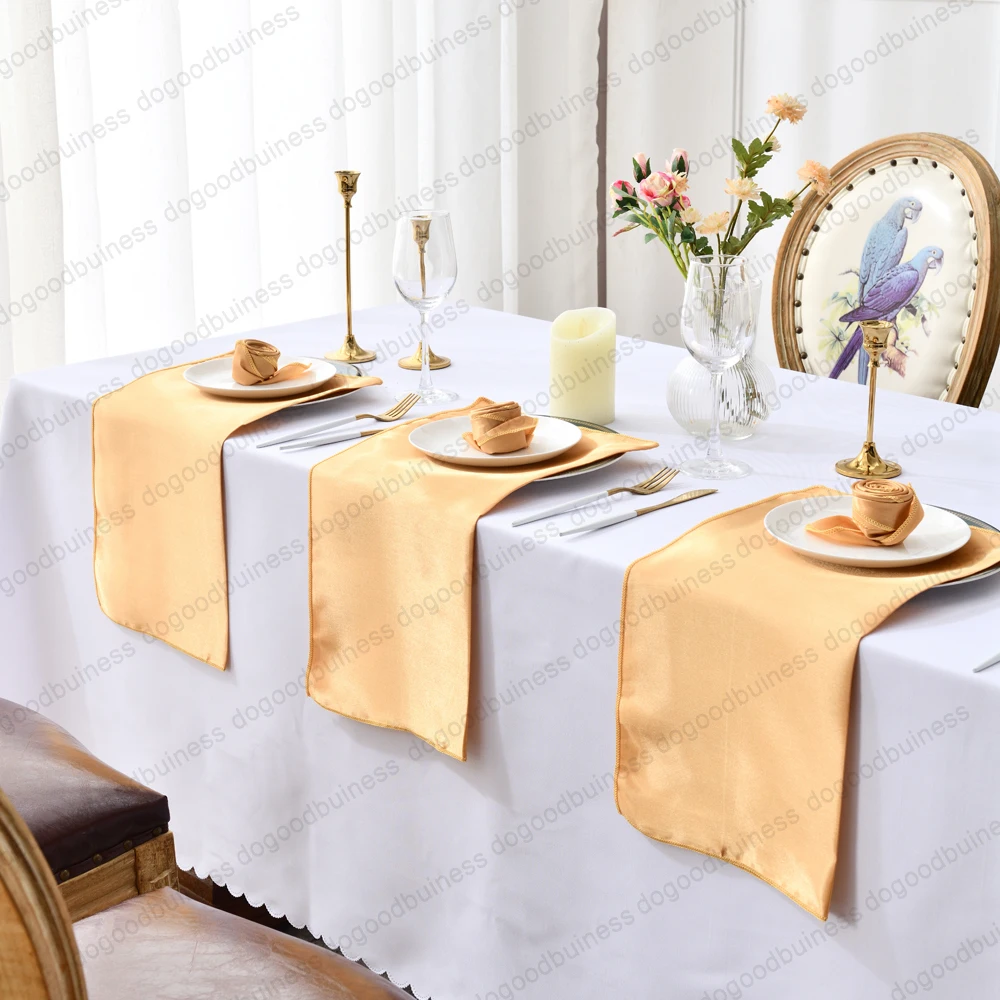 Lot De 50 Serviettes De Table En Satin 43x43 Cm - Vertes, Pour Décoration Mariage, Fête, Noël, Hôtel