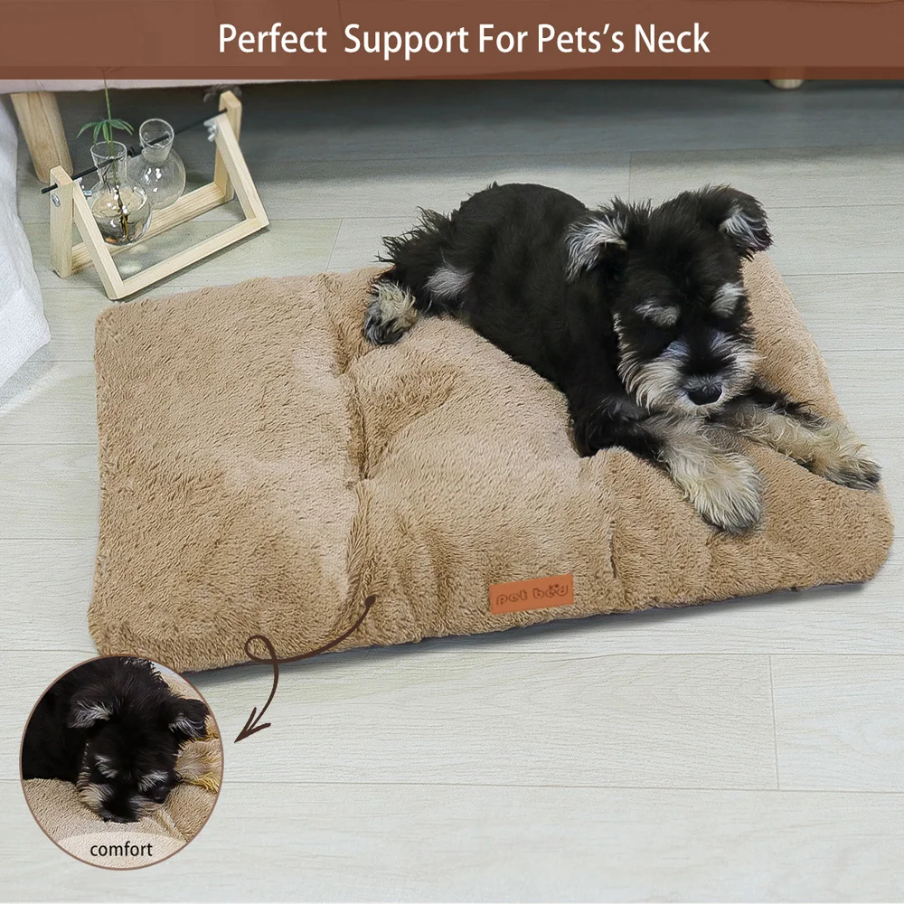 Dog Bed Pet Mat Pet Bed Crate For Cat Washable Plush Mat For Dog Anti-Slip Fluffy Comfy Sleeping pet bed