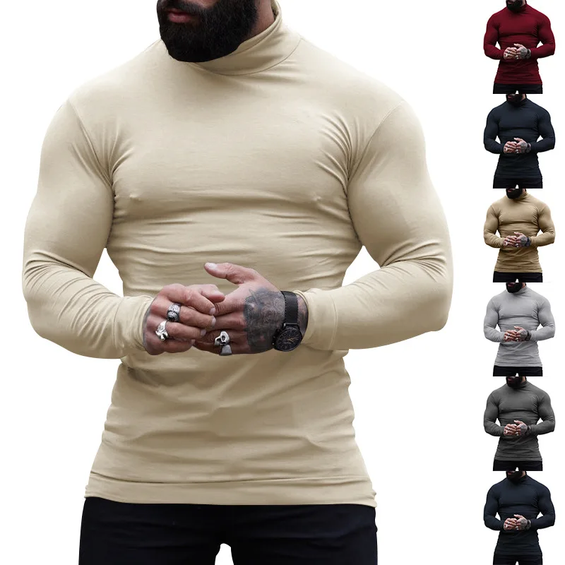 New Solid Color Turtleneck Cashmere Weater Slim Fit Pullover Base Knitwear Sweater Men's Keep Warm Inner Match Men's Clothing 2