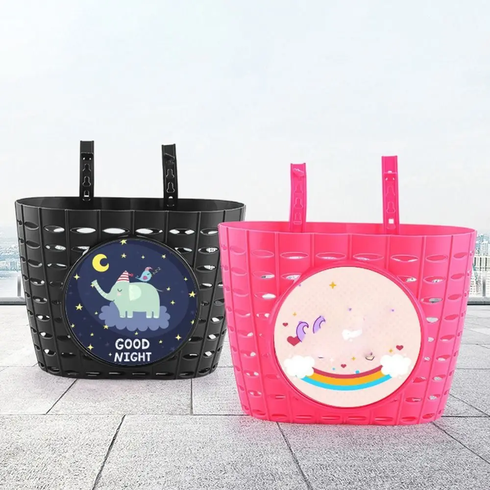 Children Bicycle Storage Bag Scooter Handlebar Basket Bike Front Carrier Bag Scooter Front Basket with Sticker Cycling Accessory