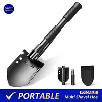 Pala multifuncional para jardín, Kit de herramientas de emergencia, Plegable, portátil, para acampar al aire libre 1
