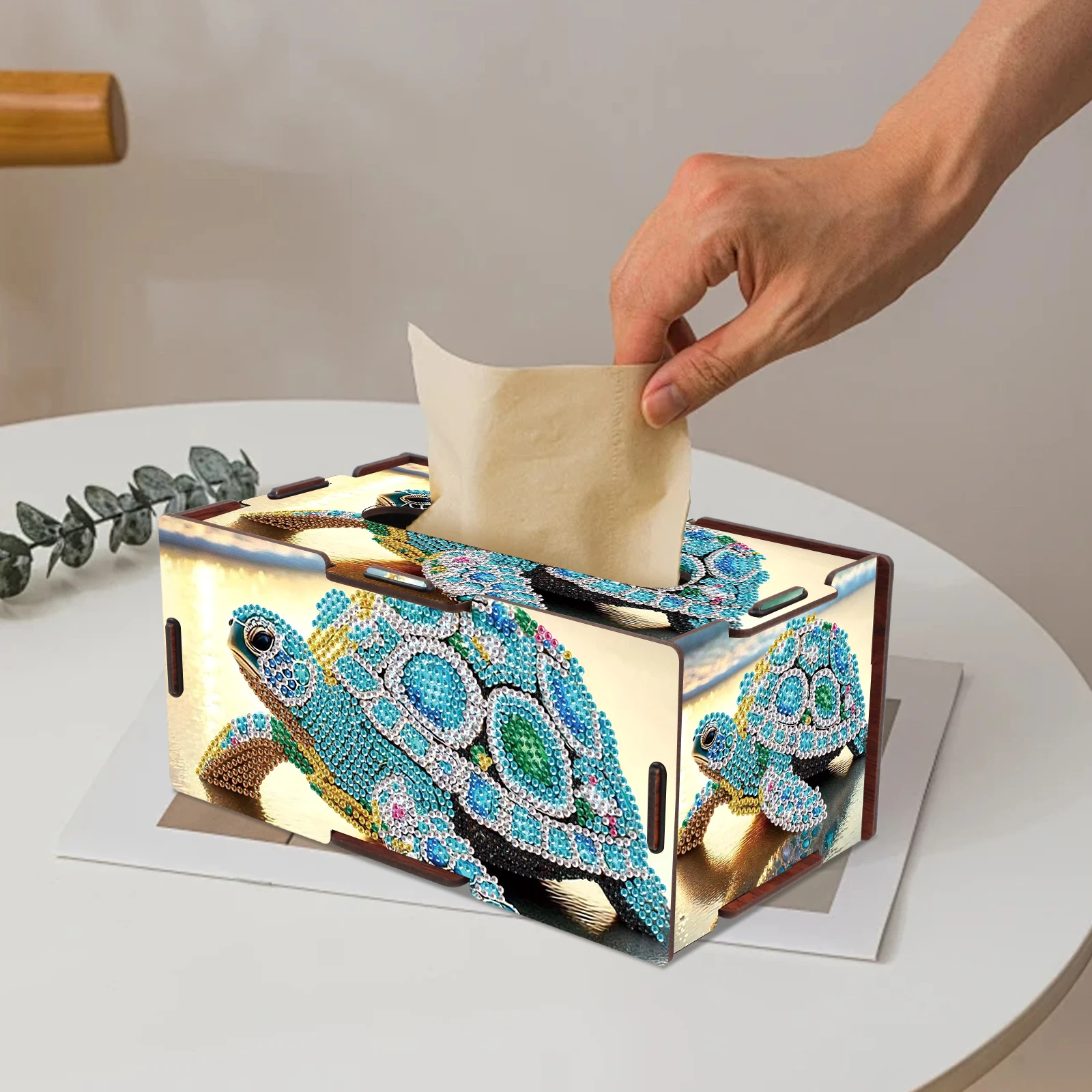 Diamond Painting Wooden Tissue Box 5D DIY Diamond Handmade Tissue Holder DIY Diamond Tissue Box for Living Room Decor