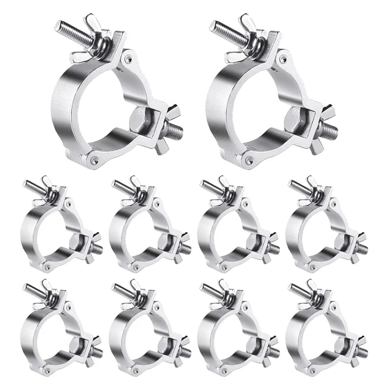 

10Pcs 2 Inch Silver Truss O Clamps Aluminum Stage Light Clamps 220LB LED Par Light Clamps For Truss For 48-51Mm OD Tube / Pipe