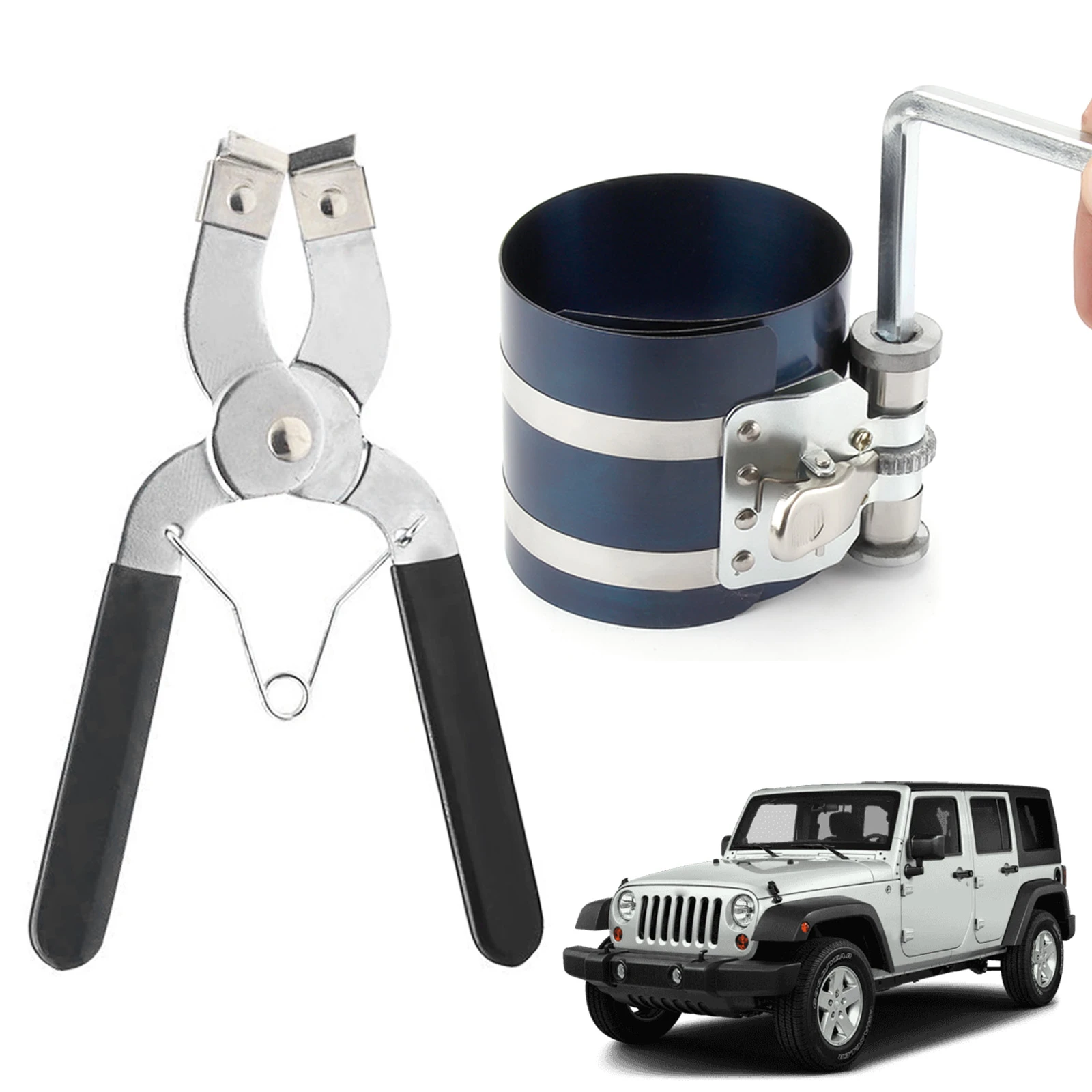 1 Set Engine Piston Ring Caliper Compressor Ratchet Pliers 53mm 175mm