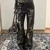 American Retro Python Print Straight Jeans Women Y2K Fashion Street Hot Girls Loose Harajuku Casual High Waisted Wide Leg Jeans 1