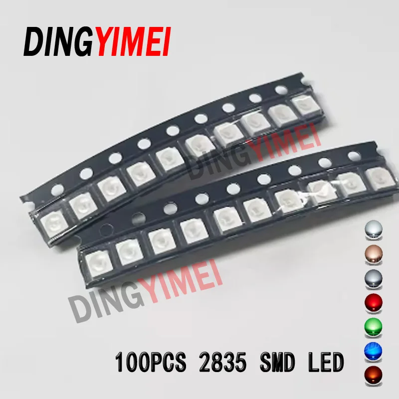 100Pcs 2835 Smd Led Emitting Diode Lamp Chip Light Beads Warm Cool White Rosso Verde Blu Giallo Colore Micro Circuito Pcb Fai Da Te Smt