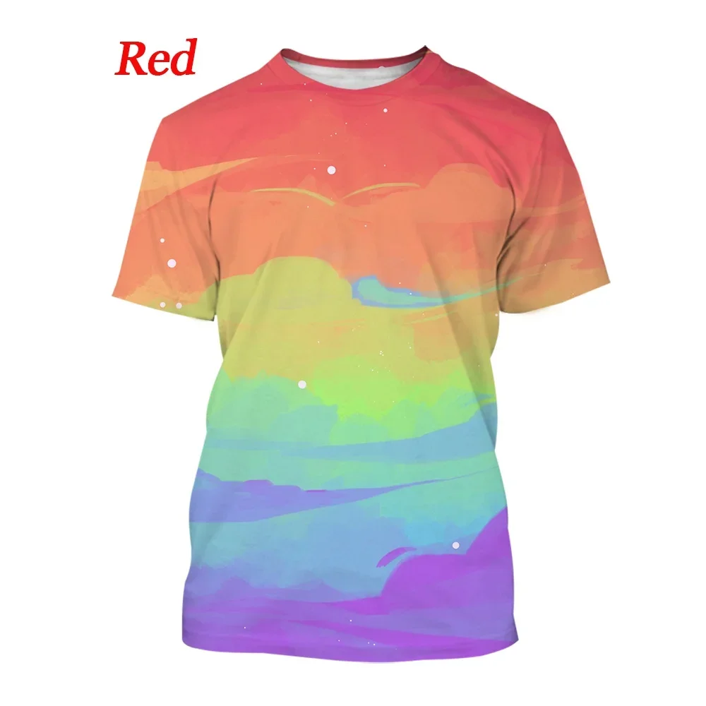 

Fashion Casual Rainbow 3d Printed T-shirt Unisex Colorful Personality Loose Couple Shirt T-shirt