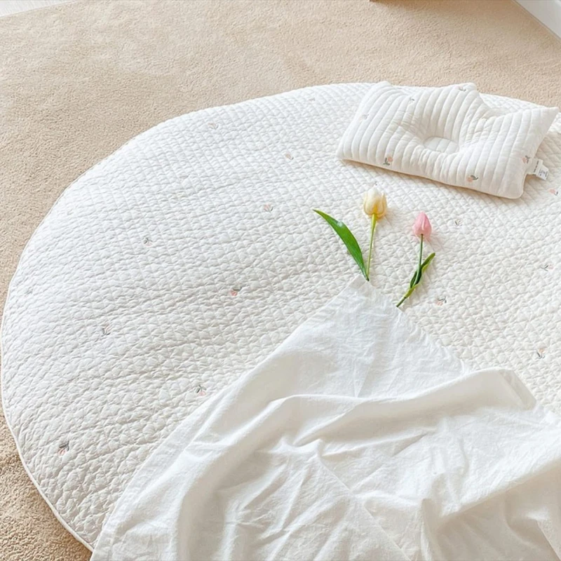 Korean New Baby Circular Crawling Mat Removable and Washable Floor Mat Beautifully Embroidered Children's Tent Carpet New