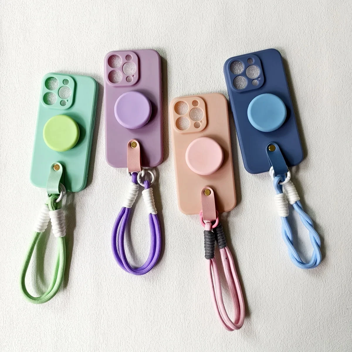 Silicone Phone Case with Lanyard Wrist Strap and Stand Feature