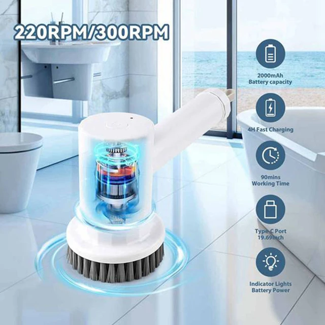 Household Cleaning Brushes Electric Kitchen Brush Cleaning Gadgets for Home  Multifunctional Cleaner Brush Electric Spin Scrubber - AliExpress