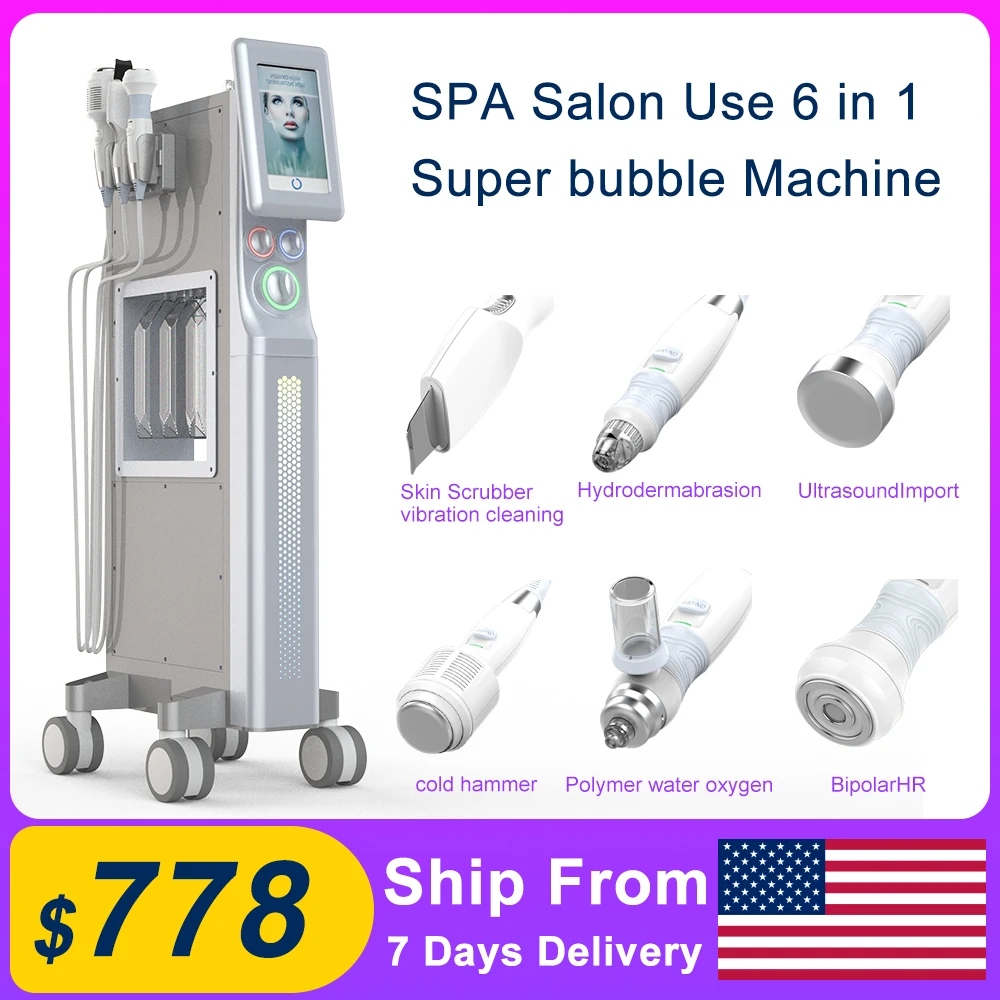

2023 Face Cleaning 6 In 1 Skincare Beauty Salon Hydro Facials Acne Removal Dermabrasion Skin Rejuvenation Hydrofacials Machine