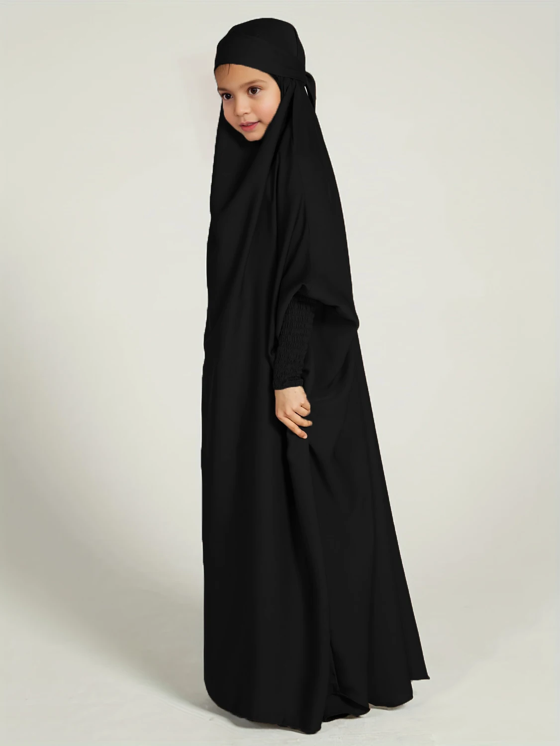 Ramadan Moslim Kinderen Meisjes Abaya Solide Lange Kaftan Abaya Enfant Gewaad Jurk Kinderen Kleding Voor Cadeau