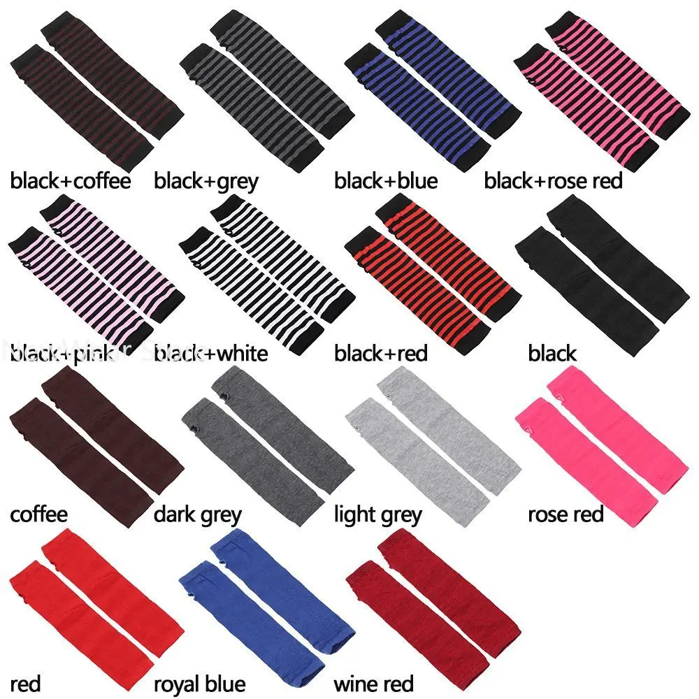 Women Girls Cotton Classic Fingerless Long Gloves Wristband Arm Warmer Long Sleeve Striped Elbow Mitten Knitted fingerless gloves,half finger gloves,cotton gloves,warm gloves