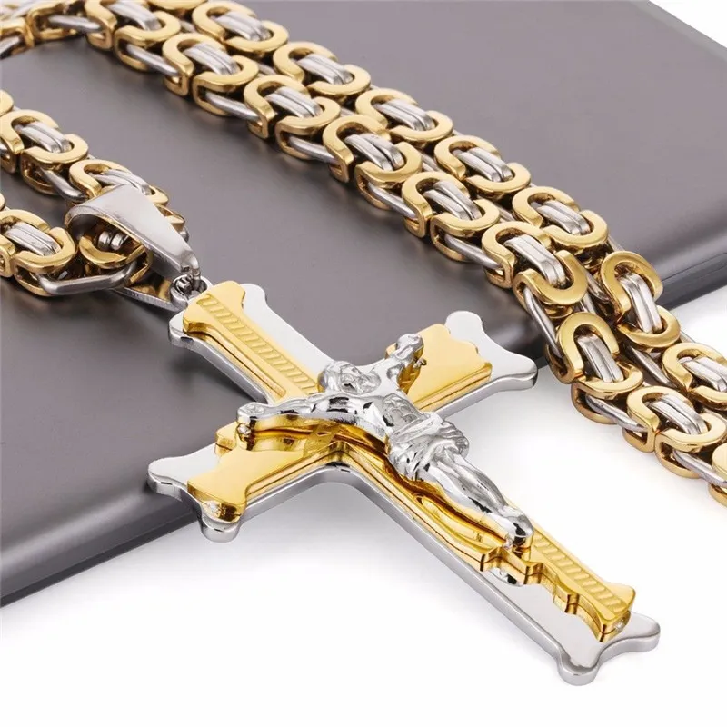 RAKOL-Cross-Jesus-Crucifixion-Necklace-For-Men-Women-Gold-Silver-Black ...