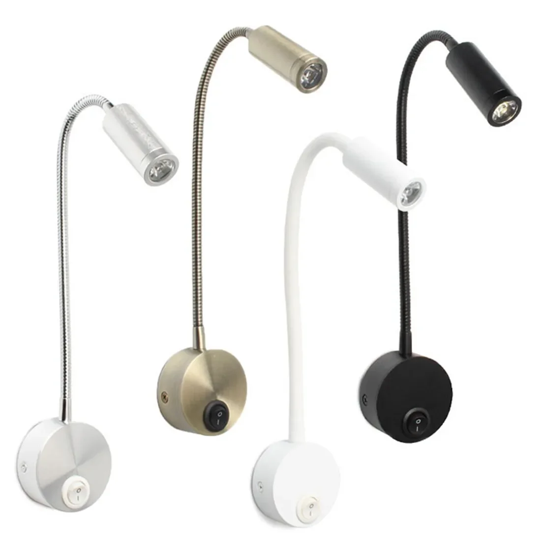 LED Wall Lamp 3W Switch Flexible Adjustable Wall Mounted Reading Study Bedroom Bedside Night Light led wall lamp,wall sconces light,wall lamp,flexible reading light