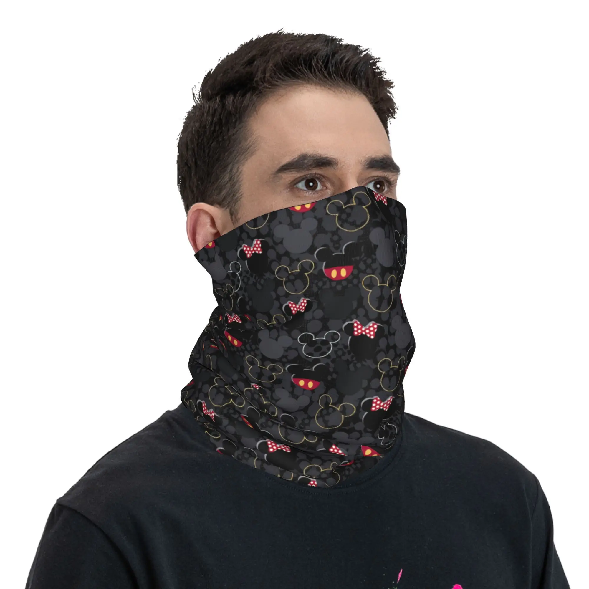Mickey Mouse Art Cartoon Bandana Neck Gaiter Windproof Face Scarf Cover Women Men Headwear Tube Balaclava face mask neck gaiter multifunctional bandana