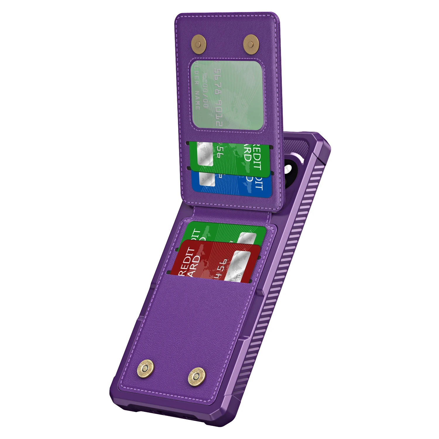 Magnetic Vertical Card Slot Leather Wallet Case - Anti-Fall Ultra Thin Cover