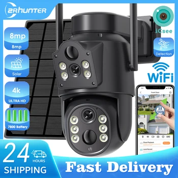 8MP Solar WiFi Camera With 7800 mAh Battery Dual Lens 5X Digital Zoom Outdoors PTZ Camera Color Security Surveillance CCTV ICSEE 1