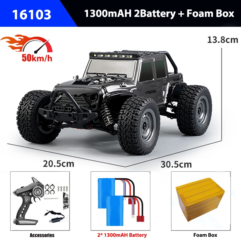 1/16 Rc Cars 16103 50km/h 4x4 Off Road with LED 2.4G Remote