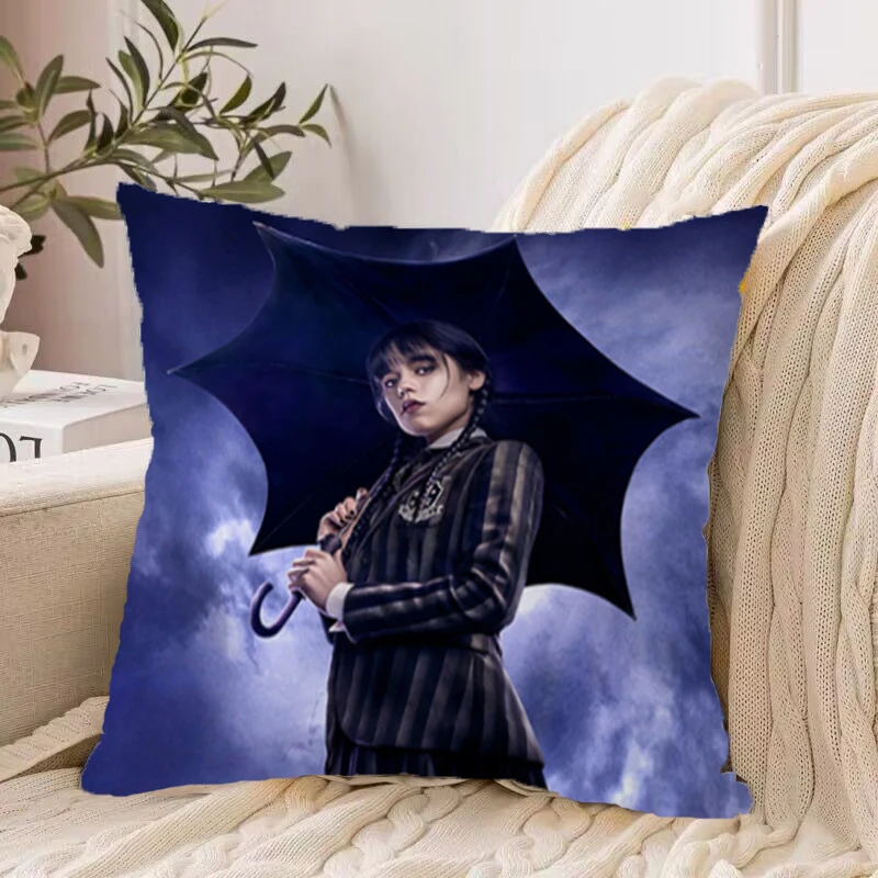 

Wednesday Addams Pillow Cases for Bed Short Plush Cushion Covers 45x45 Duplex Printing Pillowcase 40*40 Lounge Chairs Fall Decor