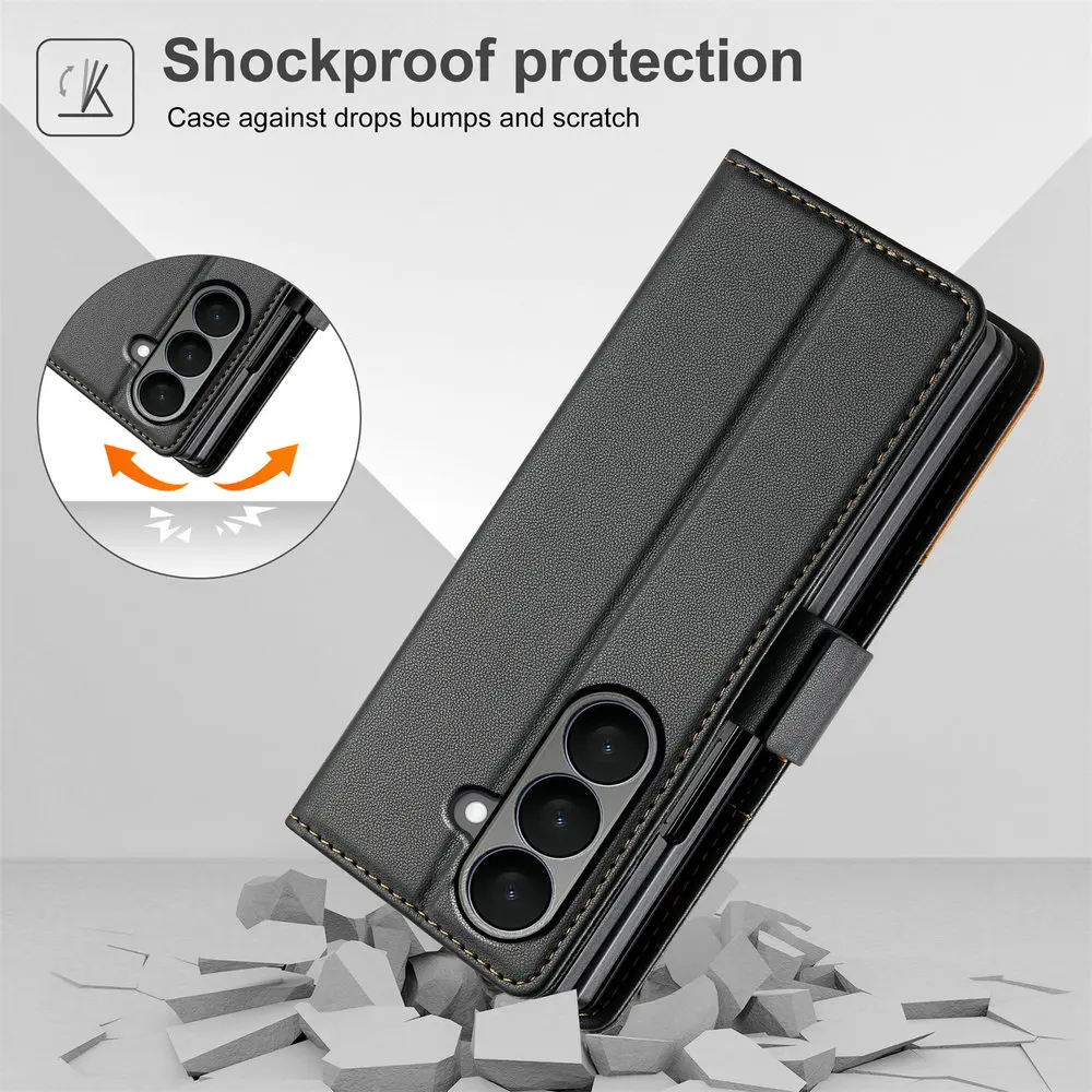 Luxury Leather Wallet Magnetic Book Armor Flip Cover Case