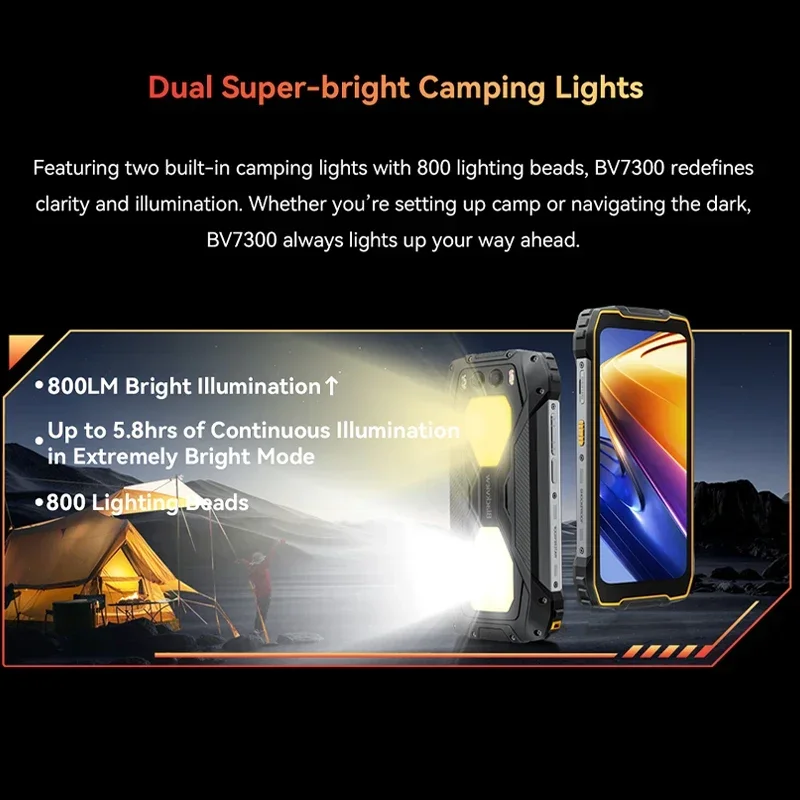 Blackview BV7300 Rugged Phone 6.67'' HD+ IPS 90Hz Display Dual Camping Light NFC 15000mAh 45W Fast Charge Android 14 Cellphone 3