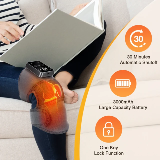Electric knee massager with vibration and heat support.