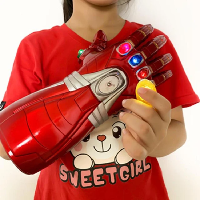 Kids Iron Man Tony Thanos Infinity Gauntlet Gloves Avengers 4 with LED  light 
